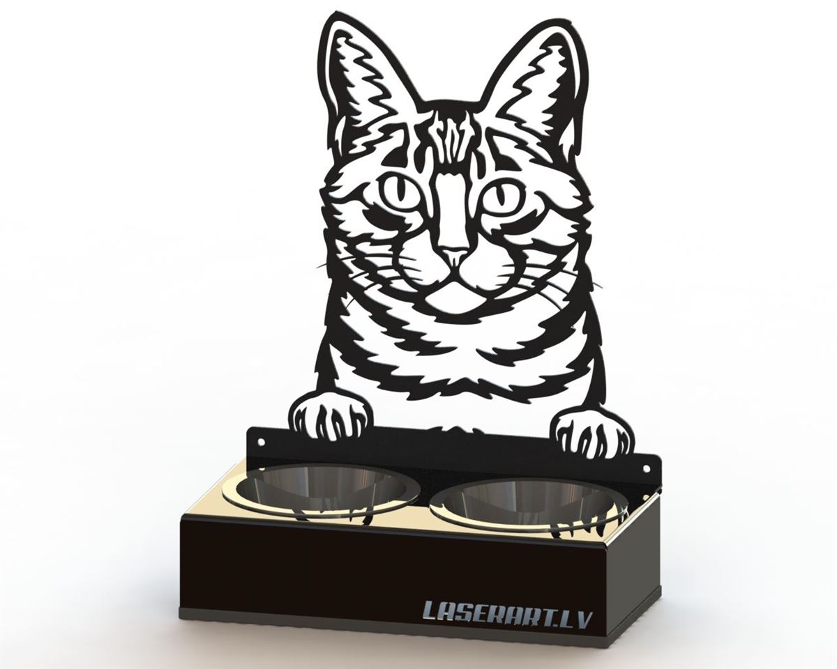 2-Bowl Cat Feeder, Dragon Li Cat breed, Raised Feeding Station