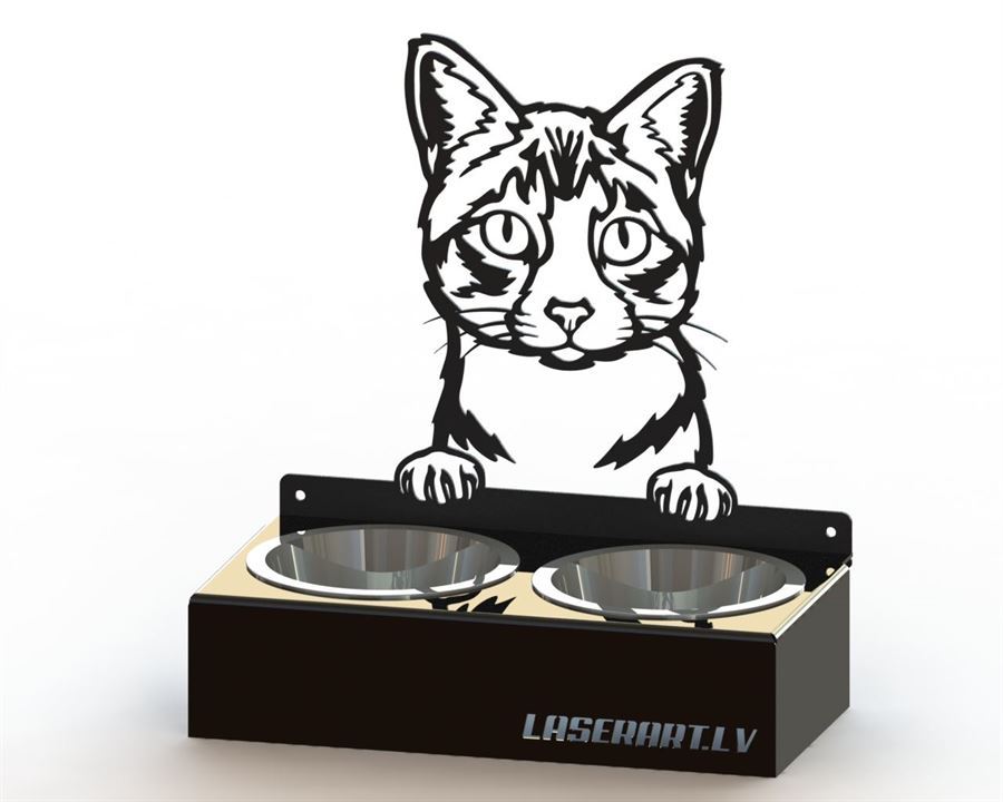 Mangeoire pour chat à 2 bols, Ojos Azules Cat breed, Raised Feeding Station