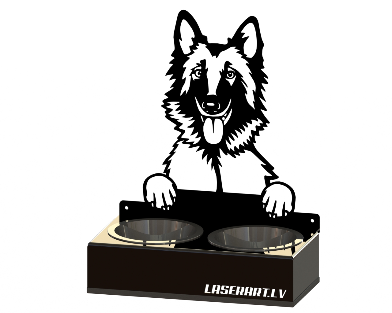2-Bowl Dog Feeder, Belgian Tervuren Dog breed, Raised Feeding Station