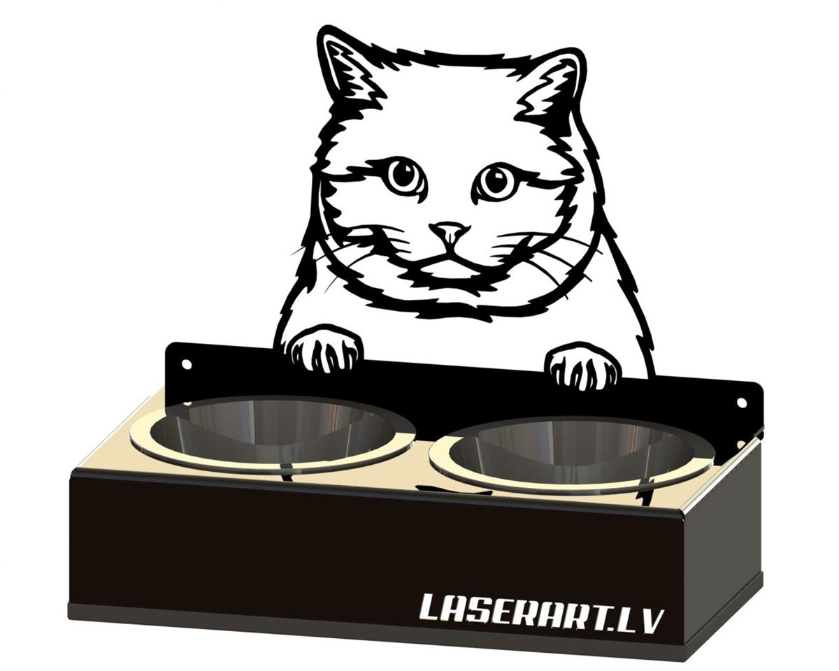 2-Bowl Cat Feeder, British Shorthair Cat breed, Raised Feeding Station