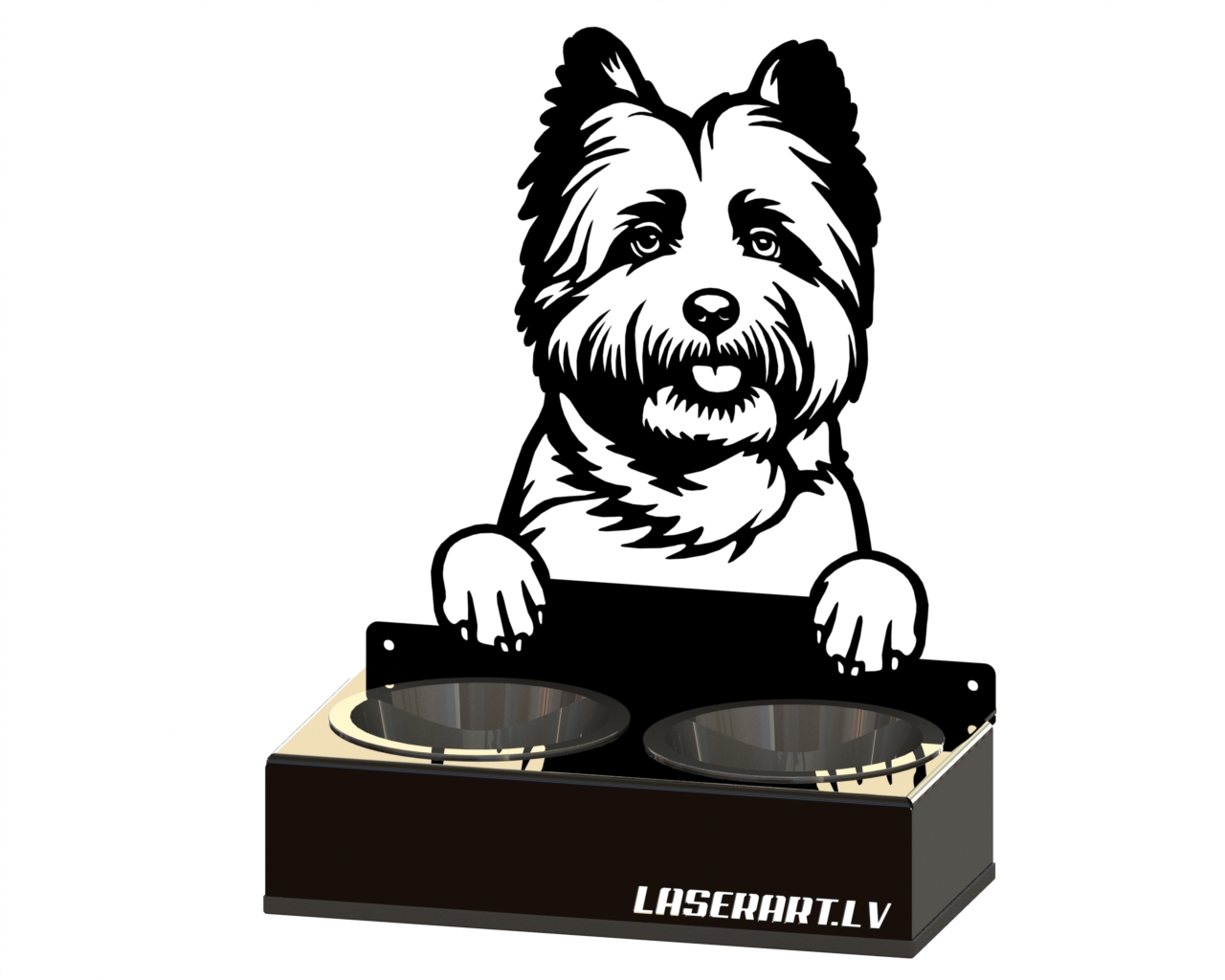 2-Bowl Dog Feeder, Cairn Terriers Dog breed, Raised Feeding Station