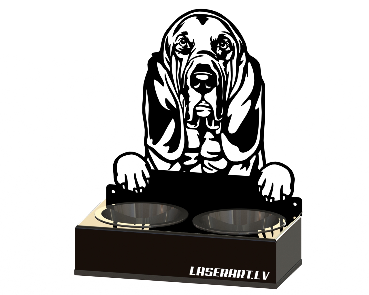 2-Bowl Dog Feeder, Bloodhounds Dog breed, Raised Feeding Station