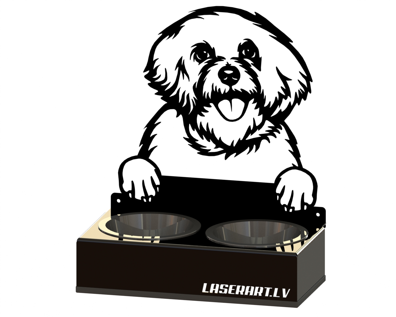 2-Bowl Dog Feeder, Bichon Frise Dog breed, Raised Feeding Station