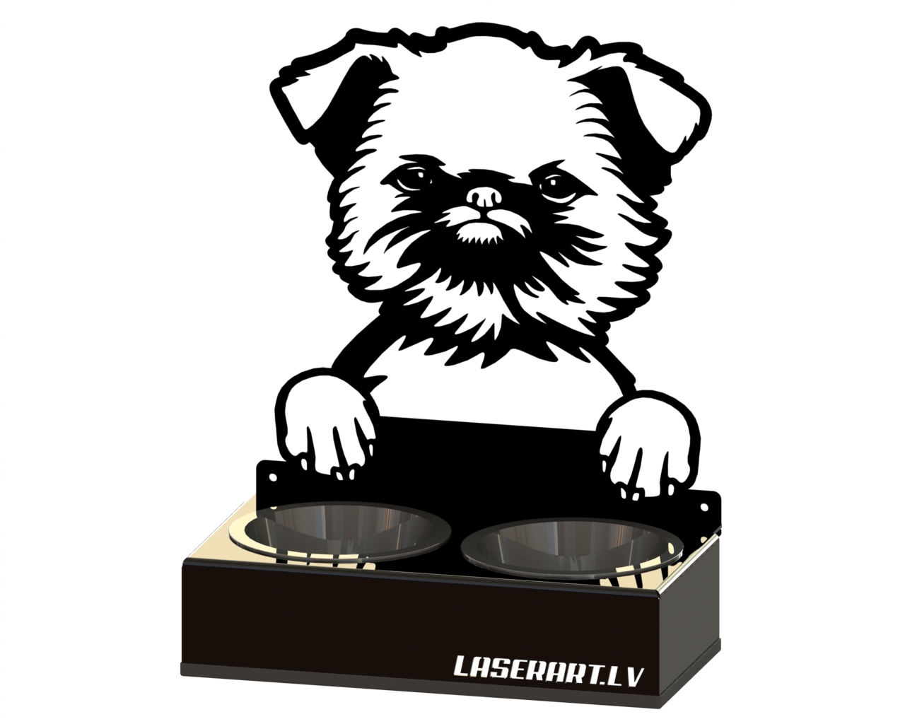 2-Bowl Dog Feeder, Brussels Griffons Dog breed, Raised Feeding Station