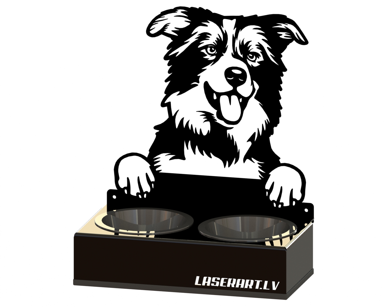 2-Bowl Dog Feeder, Border Collies Dog breed, Raised Feeding Station