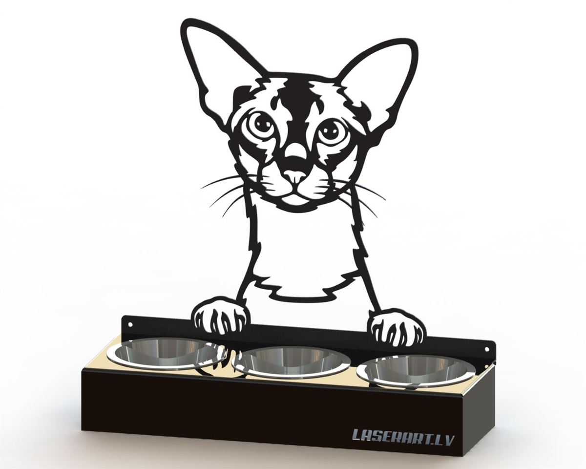Verhoogde kattenvoerbak met 3 bakken, Colorpoint Shorthair Kattenras, Verhoogd voerstation