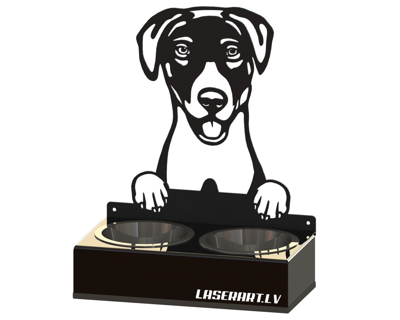 2-Bowl Dog Feeder, Blue Lacy Dog breed, Raised Feeding Station