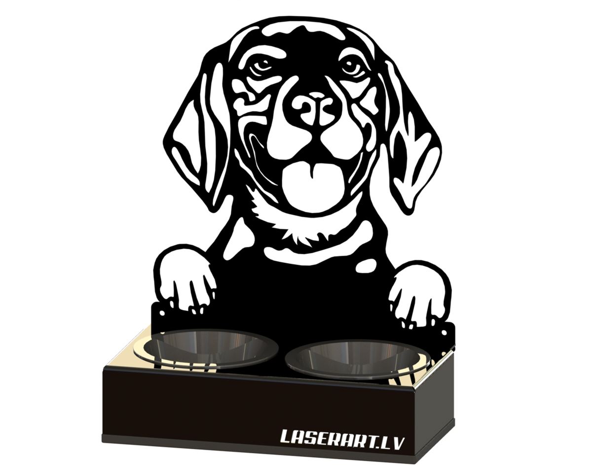 2-Bowl Dog Feeder, Beagle Dog breed, Raised Feeding Station