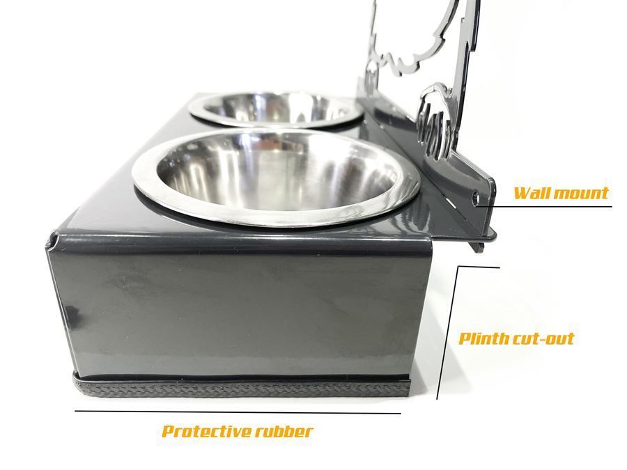 2-Bowl Cat Feeder, Maine Coon Cat breed, Raised Feeding Station