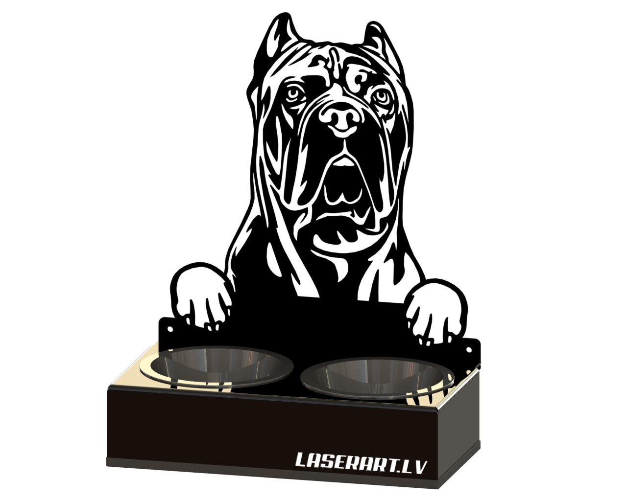 2-Bowl Dog Feeder, Cane Corso Dog breed, Raised Feeding Station