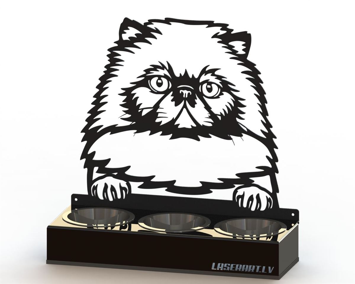 3-Bowl Cat Feeder, Himalayan Cat breed, Raised Feeding Station