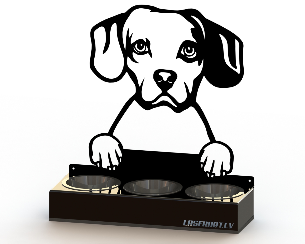 Mangeoire pour chien à 3 bols, Cav-a-Jack Dog breed, Raised Feeding Station
