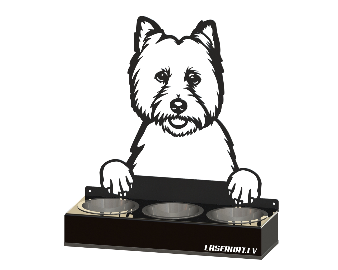 Mangeoire pour chien à 3 bols, West Highland White Terriers Dog breed, Raised Feeding Station