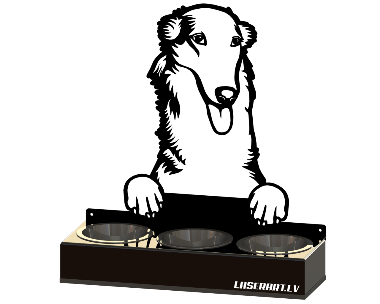 3-Bowl Dog Feeder, Borzois Dog breed, Raised Feeding Station