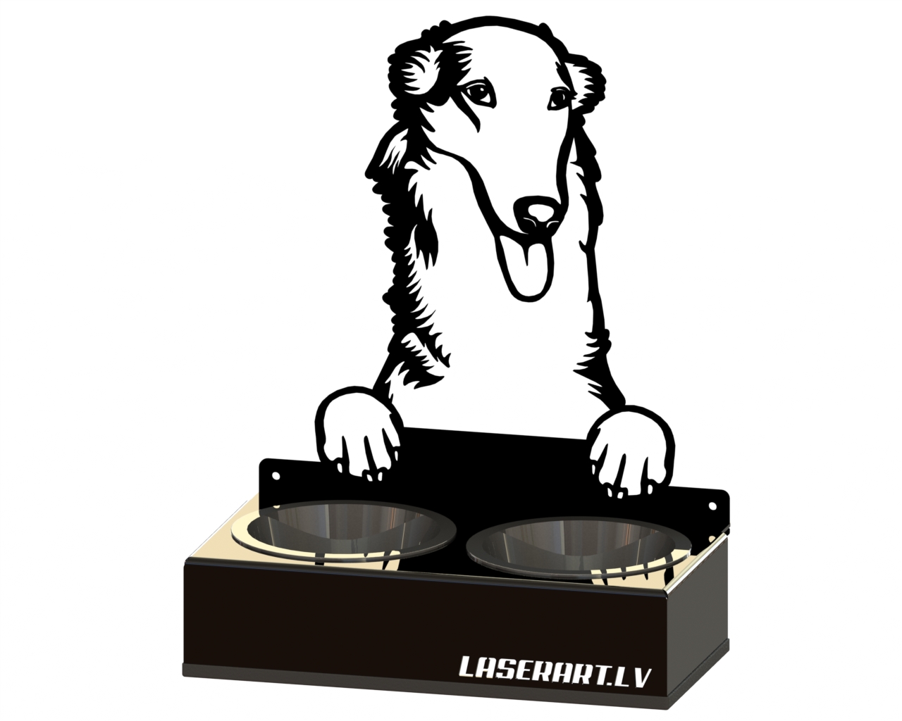 2-Bowl Dog Feeder, Borzois Dog breed, Raised Feeding Station