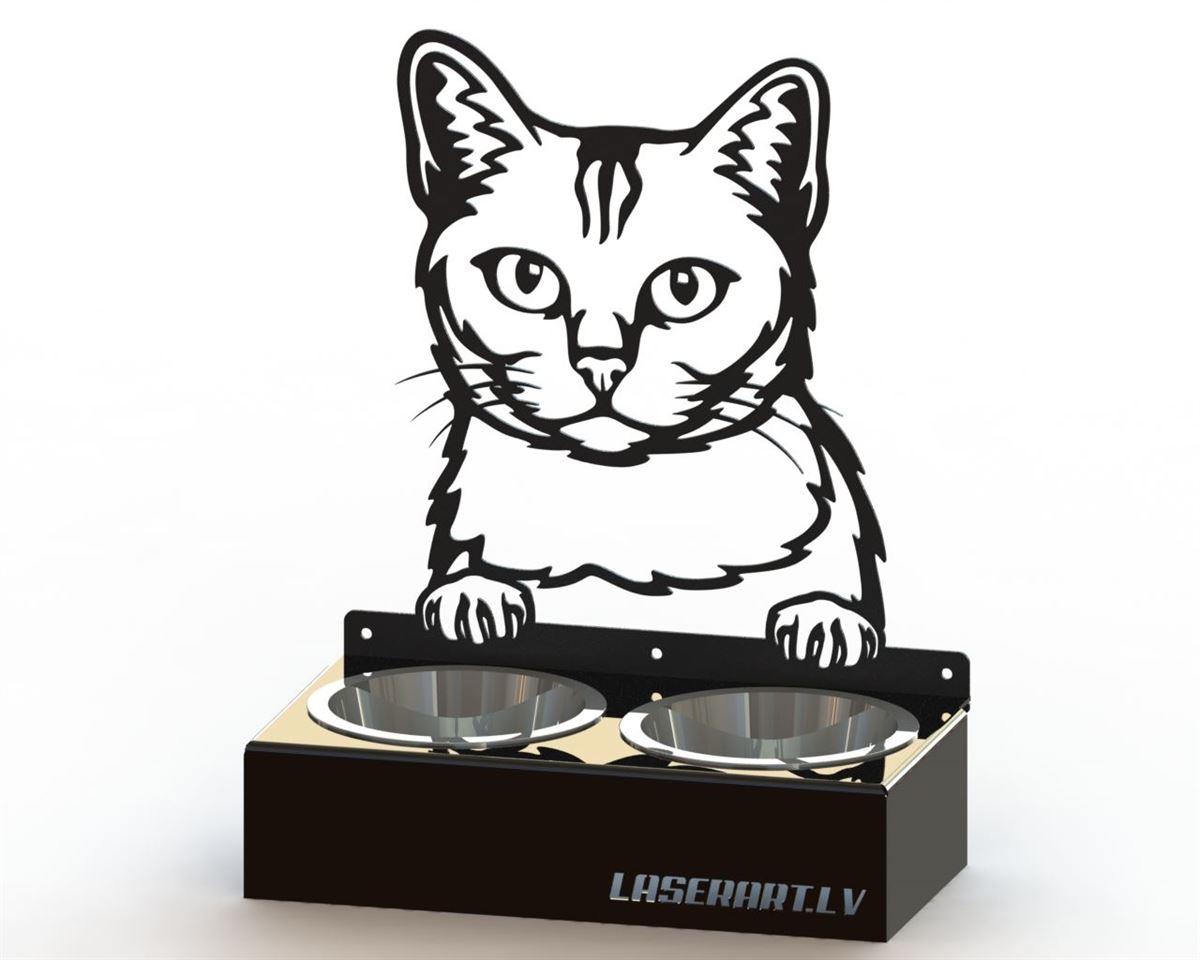 2-Bowl Cat Feeder, Burmilla  Cat breed, Raised Feeding Station